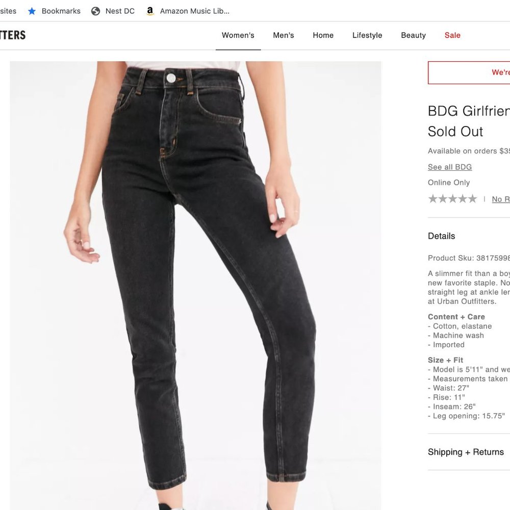 BDG High-Rise Girlfriend Jeans